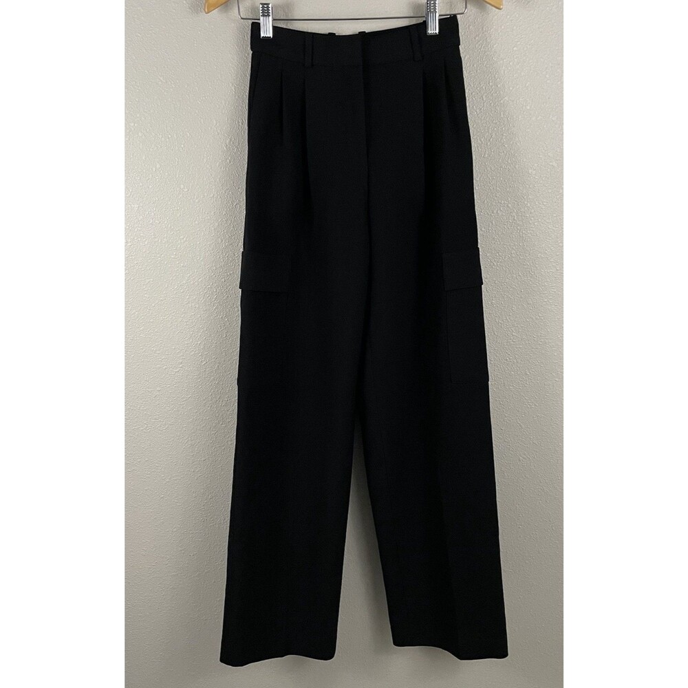 Babaton Womens 00 Black Spotlight Cargo Pant High Waist Pleat Front Pant